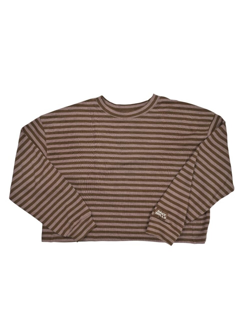 Daily Drills Striped Cotton Long Sleeve Shirt in Brown